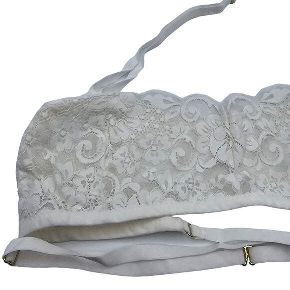 Free People We Are HAH Womans size L Don't Cross Me Halter Bralette White NEW - Picture 2 of 8